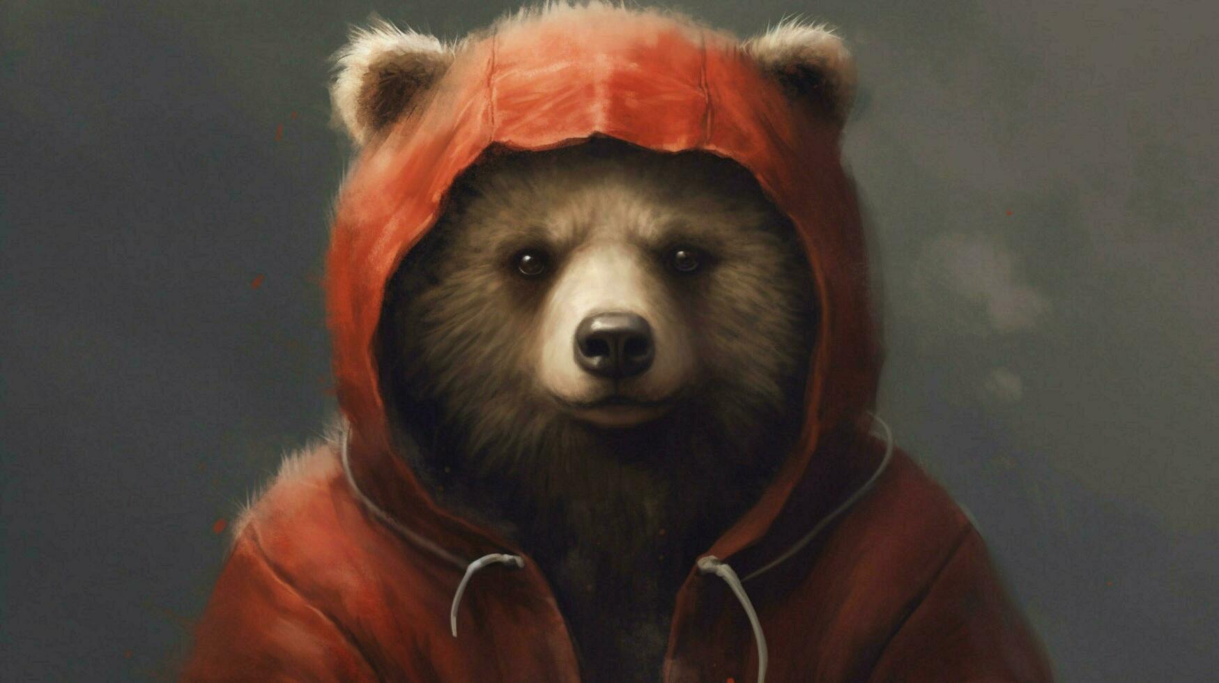 uma poster do uma Urso com uma moletom com capuz este dizi amor foto