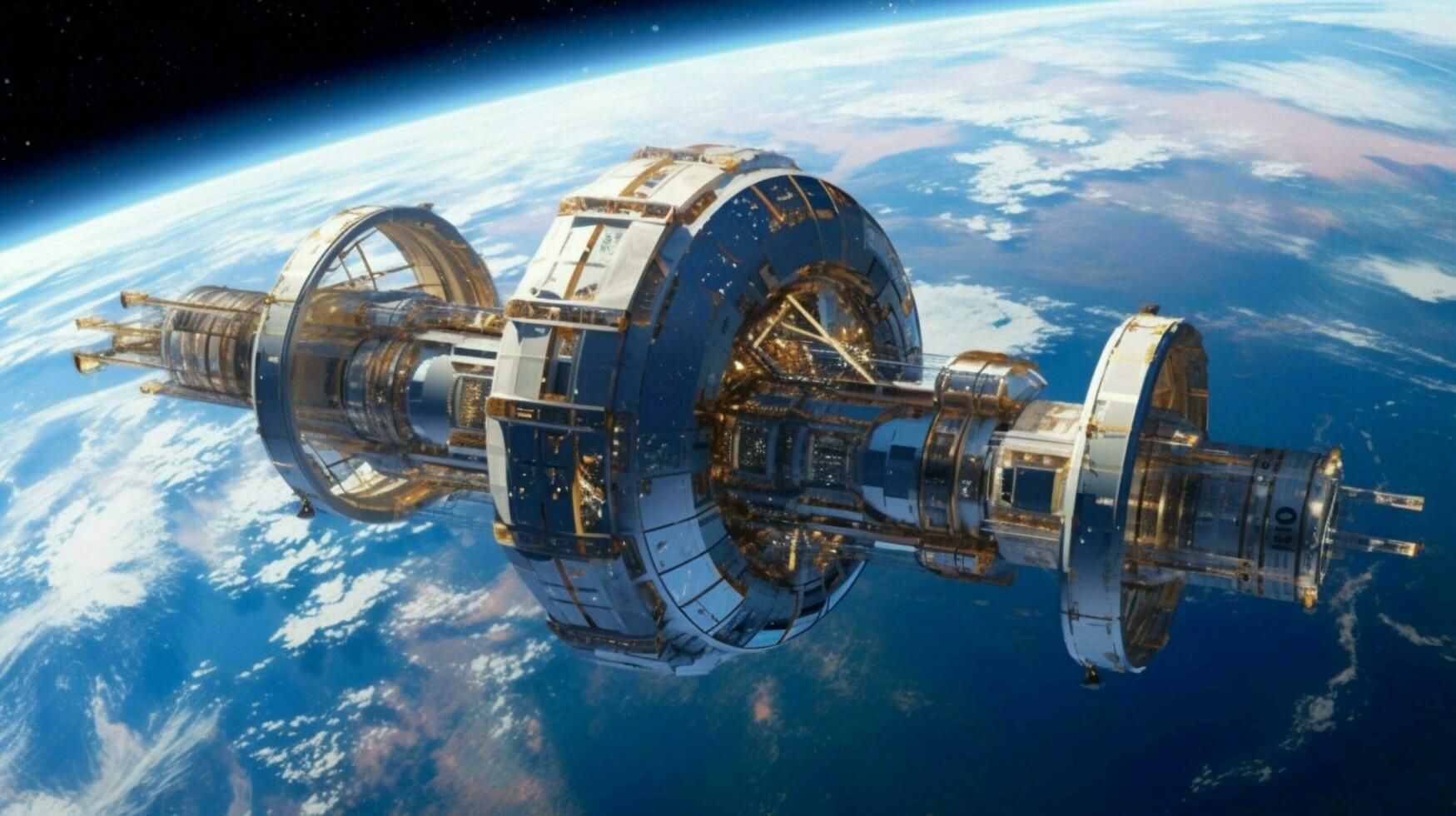 uma fiação espaço estação com a terra visível foto