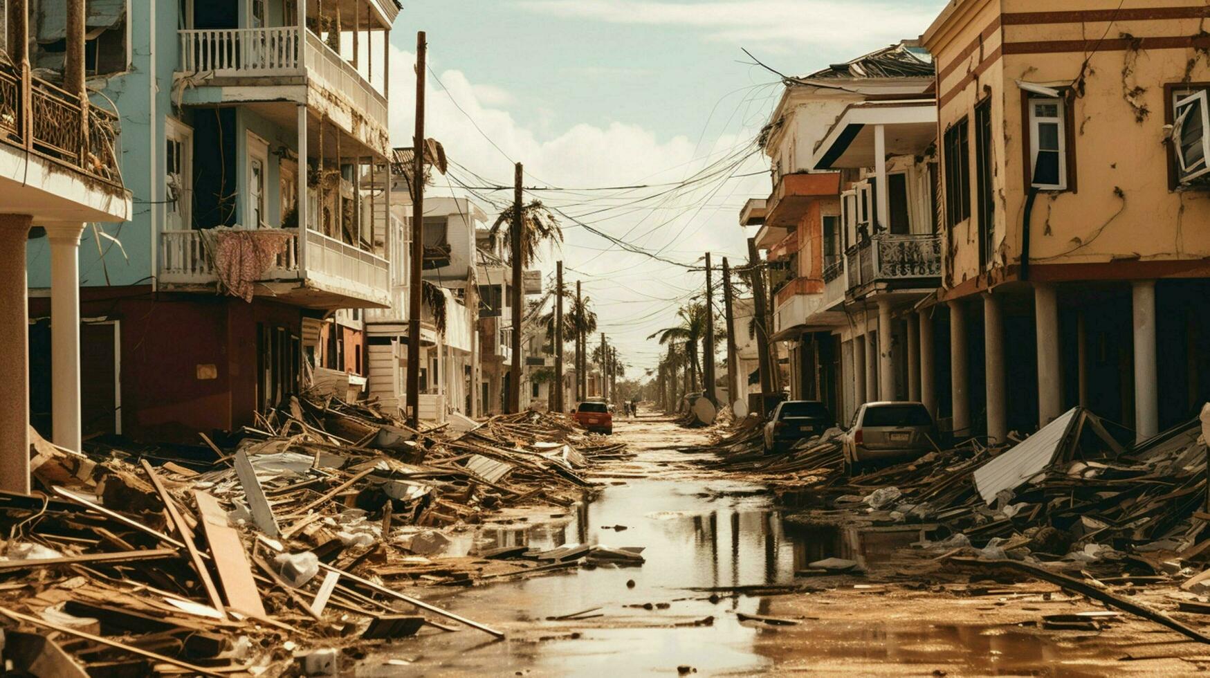 horrível devastação depois de furacão em casas e p foto