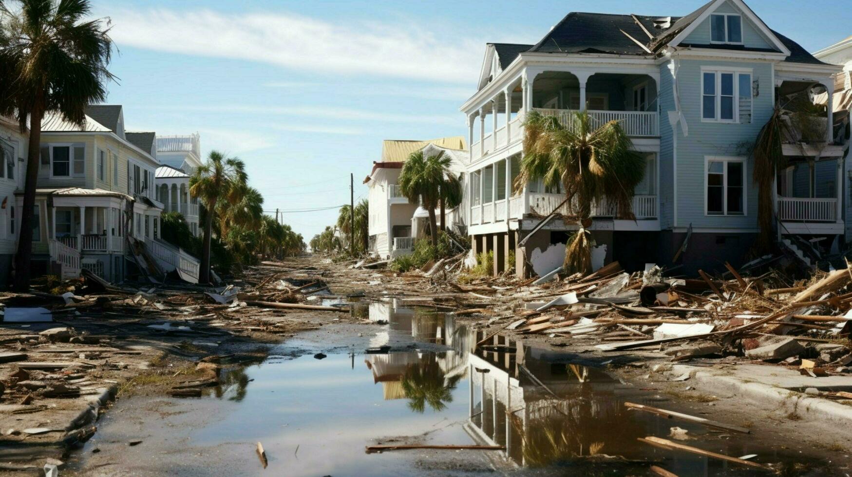 horrível devastação depois de furacão em casas e p foto