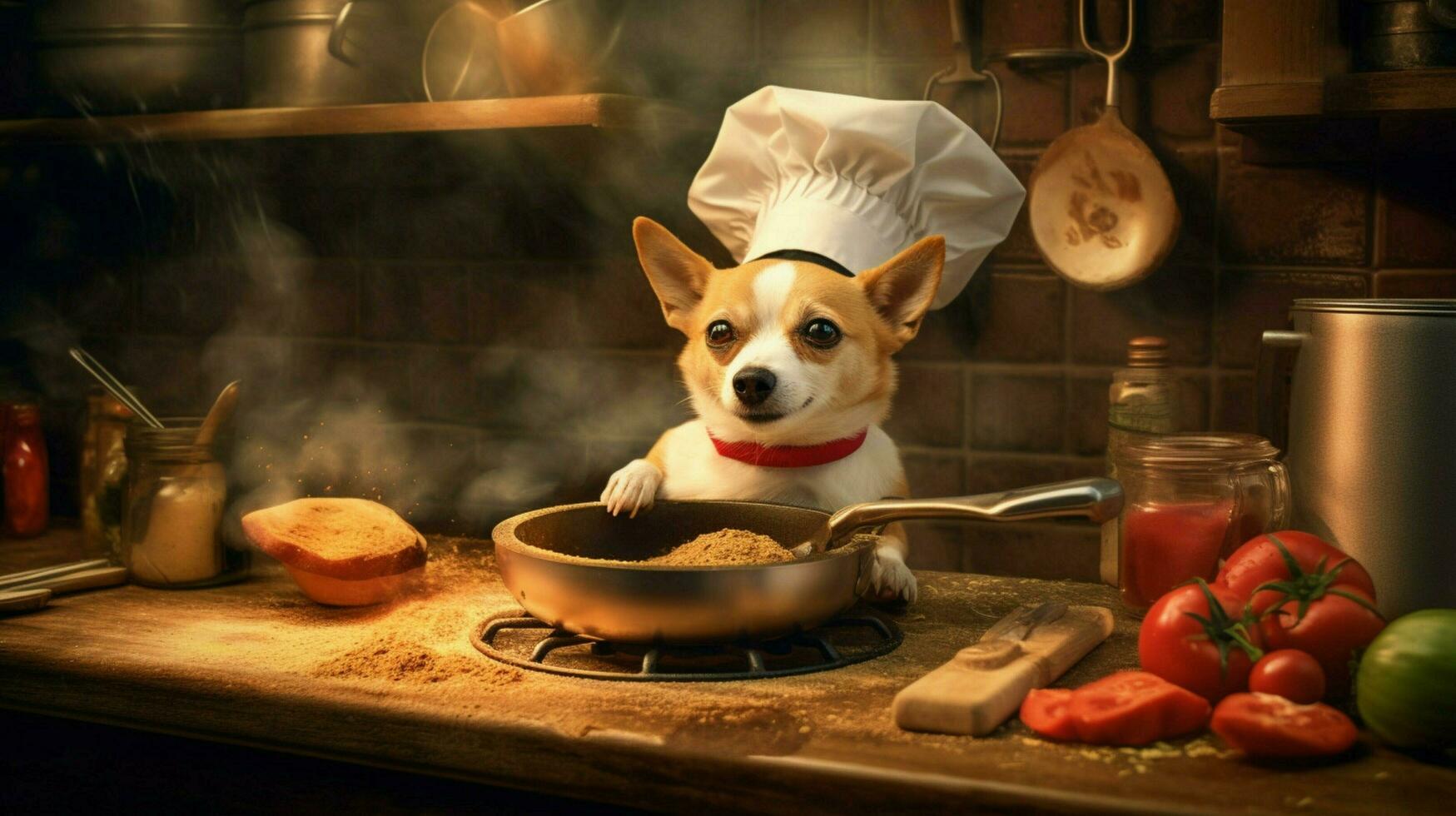 chefe de cozinha cachorro cozinhando foto