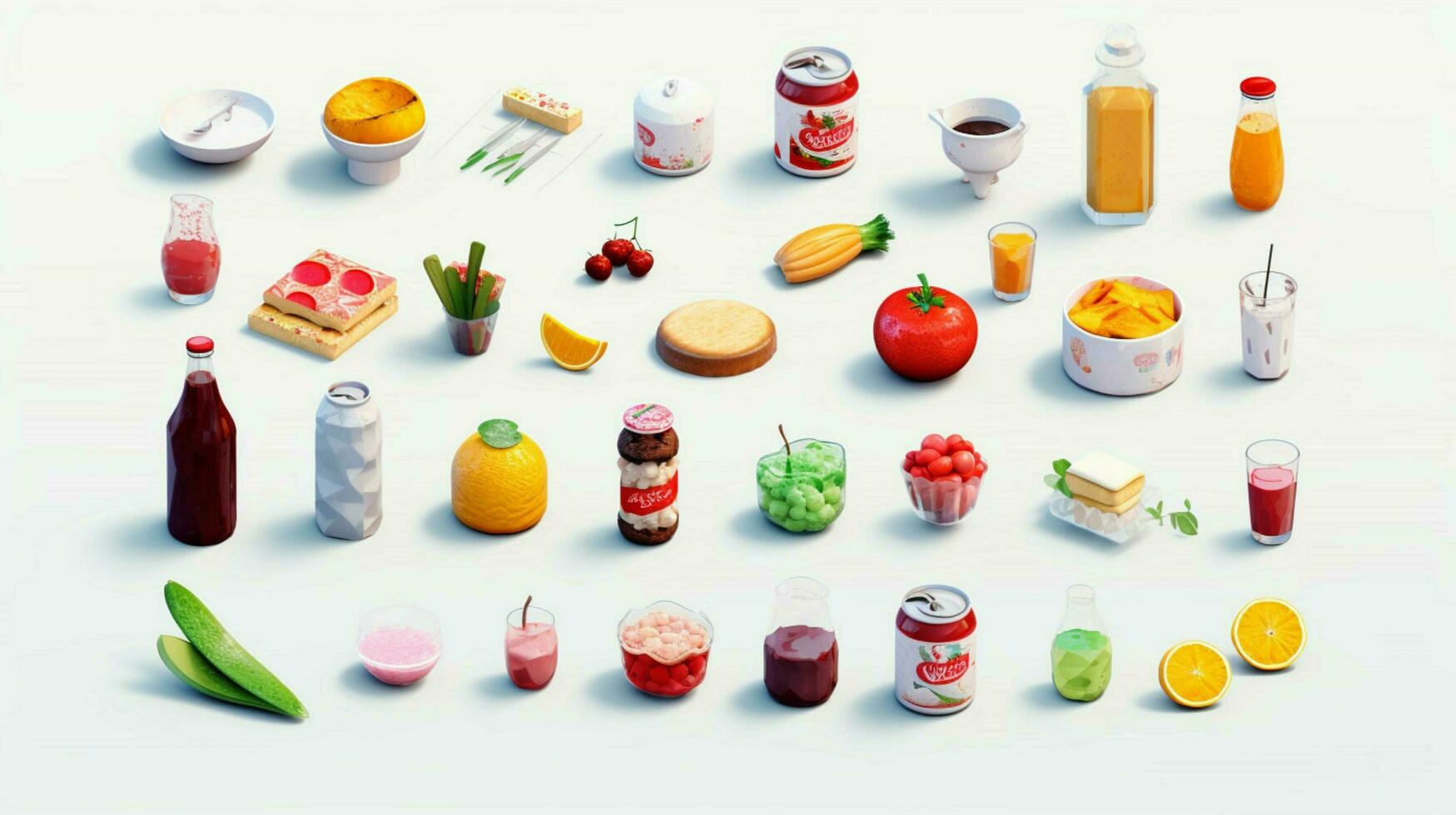 colorida 3d ícone conjuntos do Comida e bebida indust foto