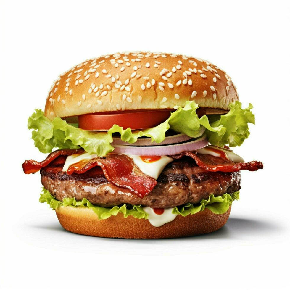 uma fotorrealista hamburguer com bacon alface carne foto