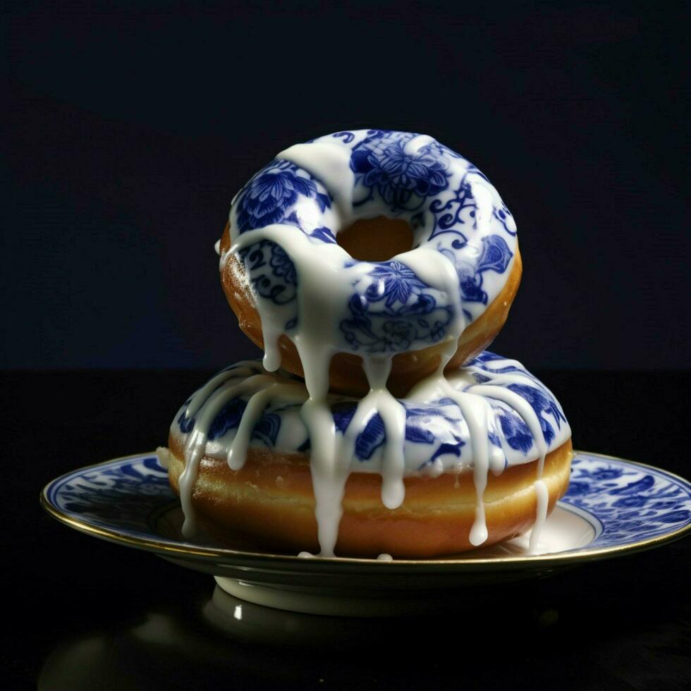 produtos tiros do azul delft floral impressão rosquinha ic foto