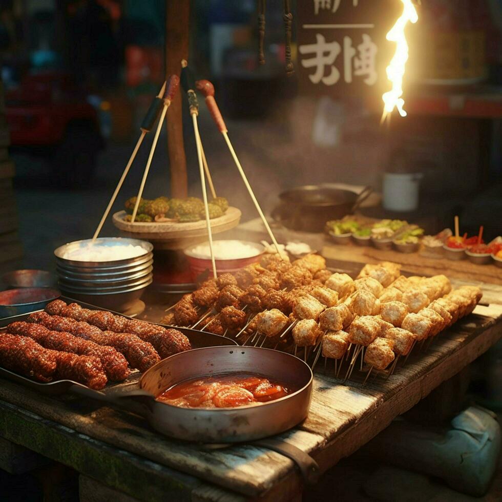 produtos tiros do chinês rua Comida Alto qualidade foto