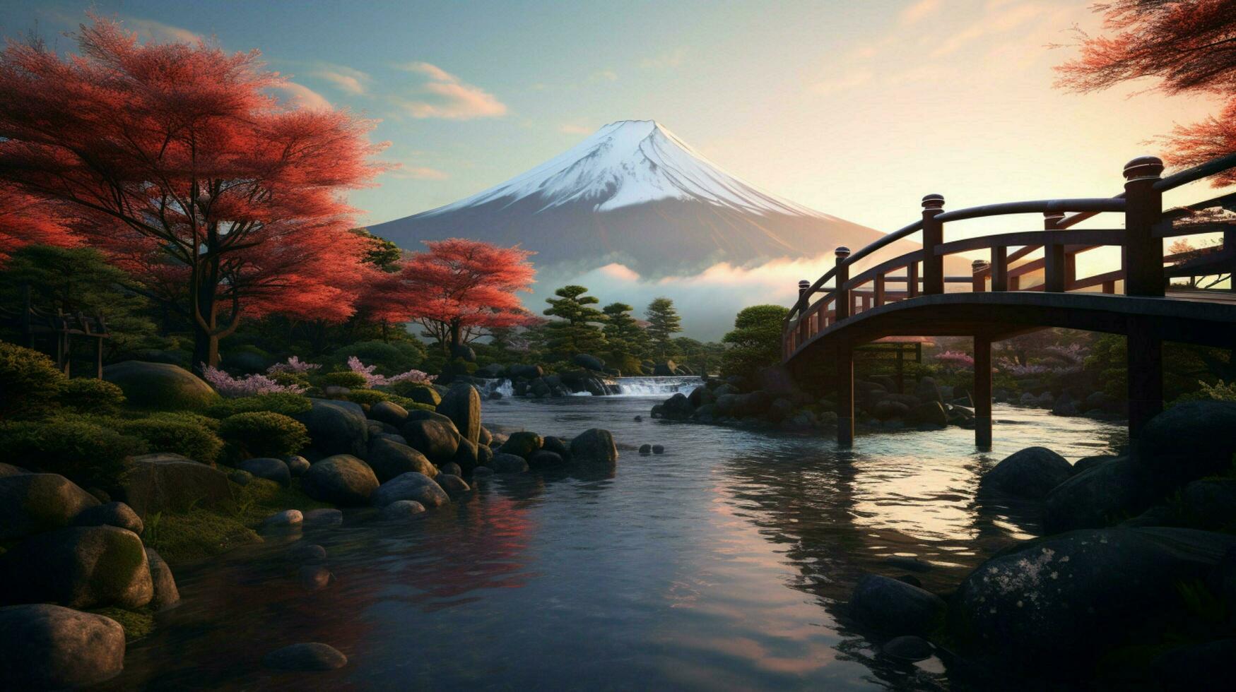 papeis de parede do montar Fuji dentro a estilo do corajoso foto