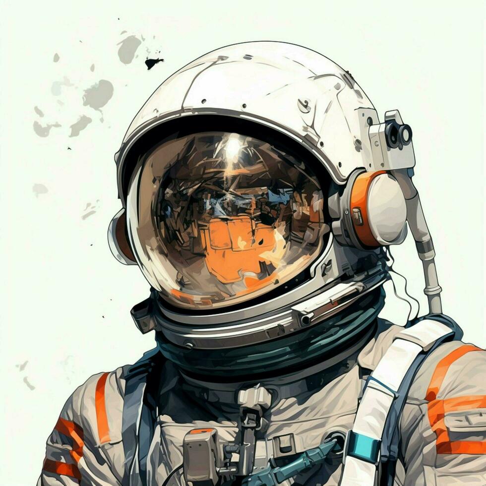 astronauta 2d desenho animado ilustração em branco fundo Alto foto