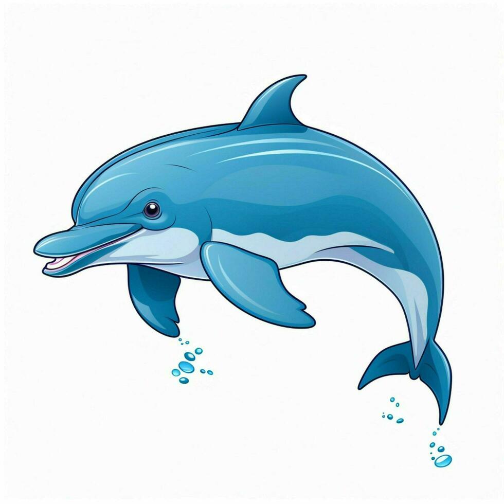 golfinho 2d desenho animado vetor ilustração em branco background foto