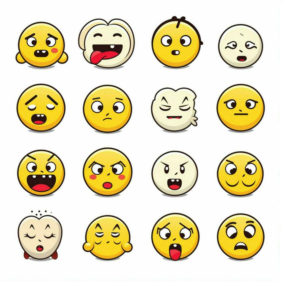 emocional rostos emojis 2d desenho animado vetor ilustração em W foto