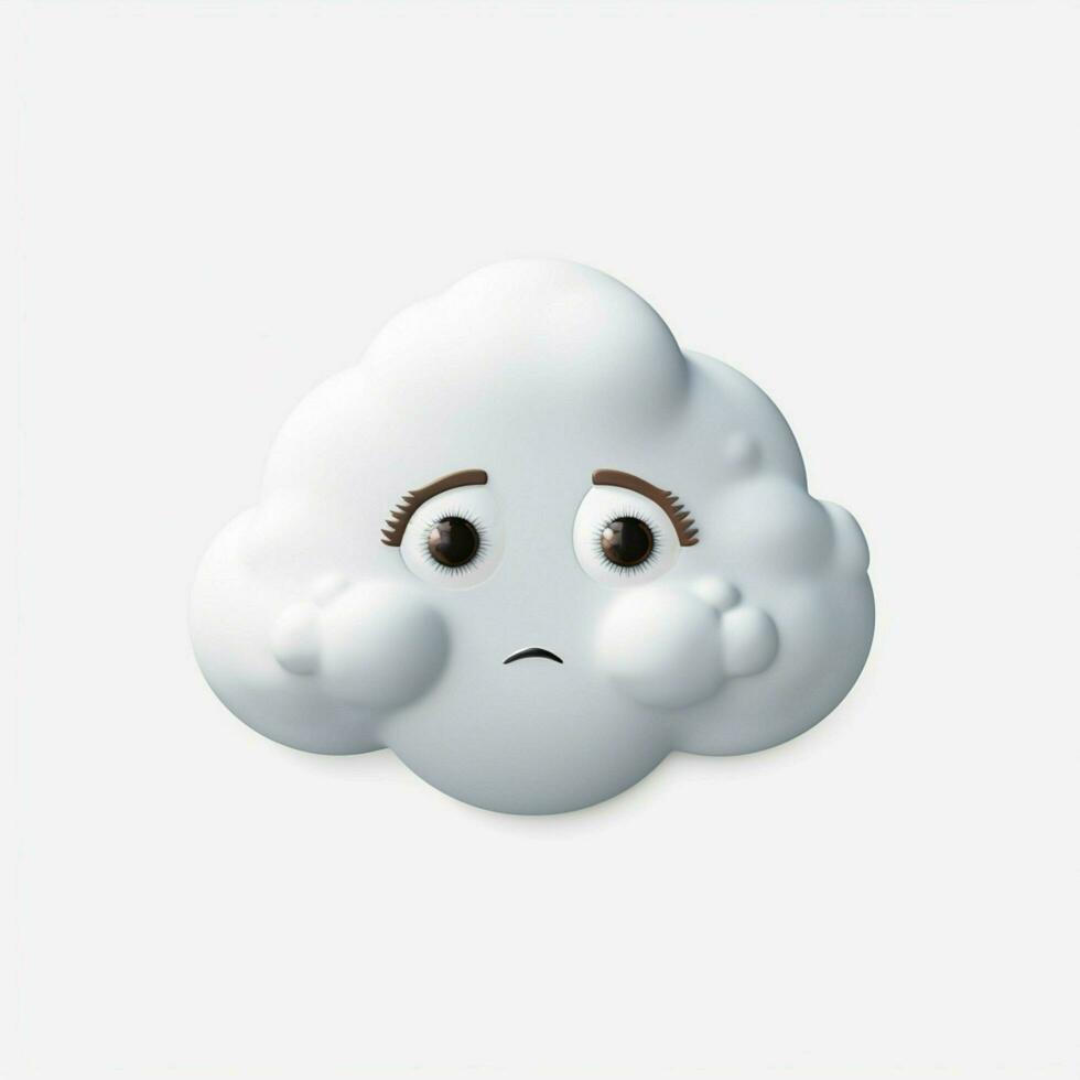 face dentro nuvens emoji em branco fundo Alto qualidade 4k foto