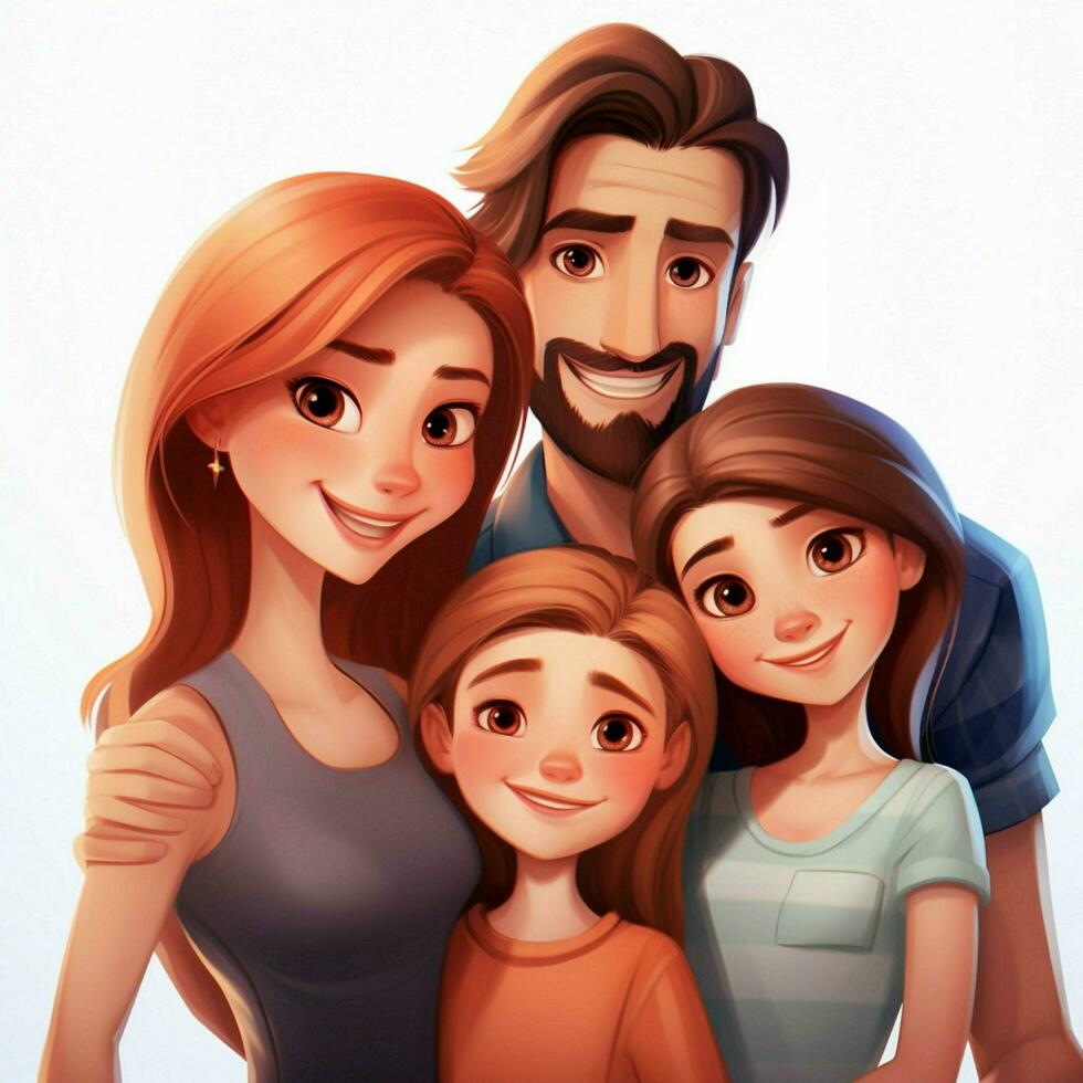 família homem mulher menina menina 2d desenho animado ilustração em branco foto