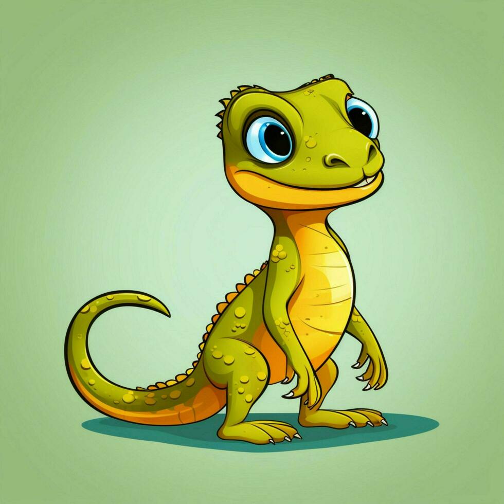 lagarto 2d desenho animado vetor ilustração em branco fundo foto