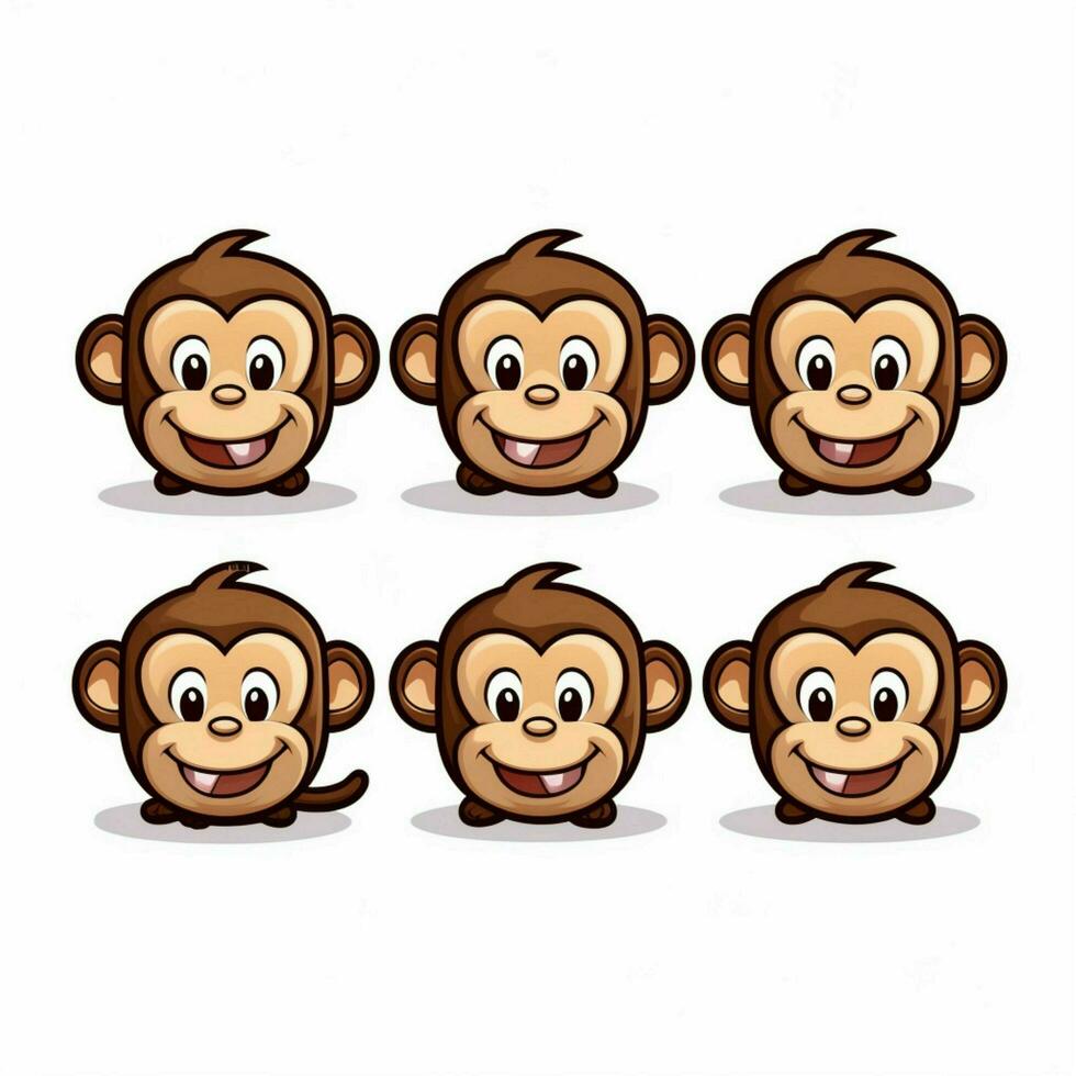 macaco rostos emojis 2d desenho animado vetor ilustração em whit foto