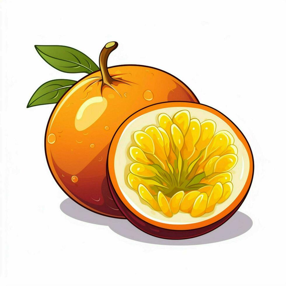 paixão fruta 2d desenho animado vetor ilustração em branco costas foto