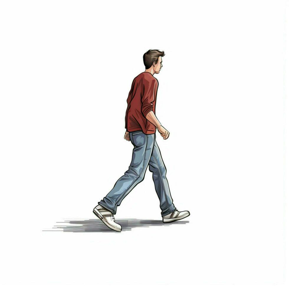 pessoa caminhando 2d desenho animado ilustração em branco fundo foto