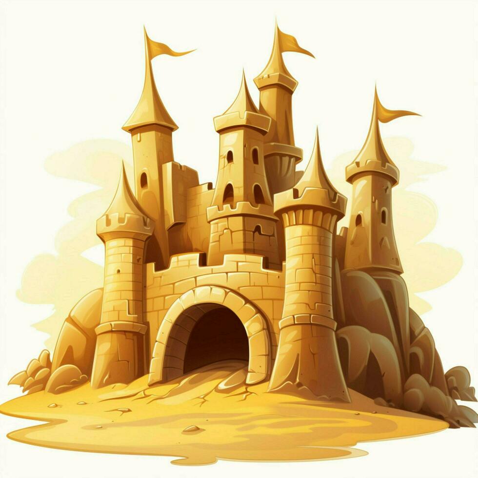 Castelo de Areia 2d desenho animado vetor ilustração em branco backgro foto