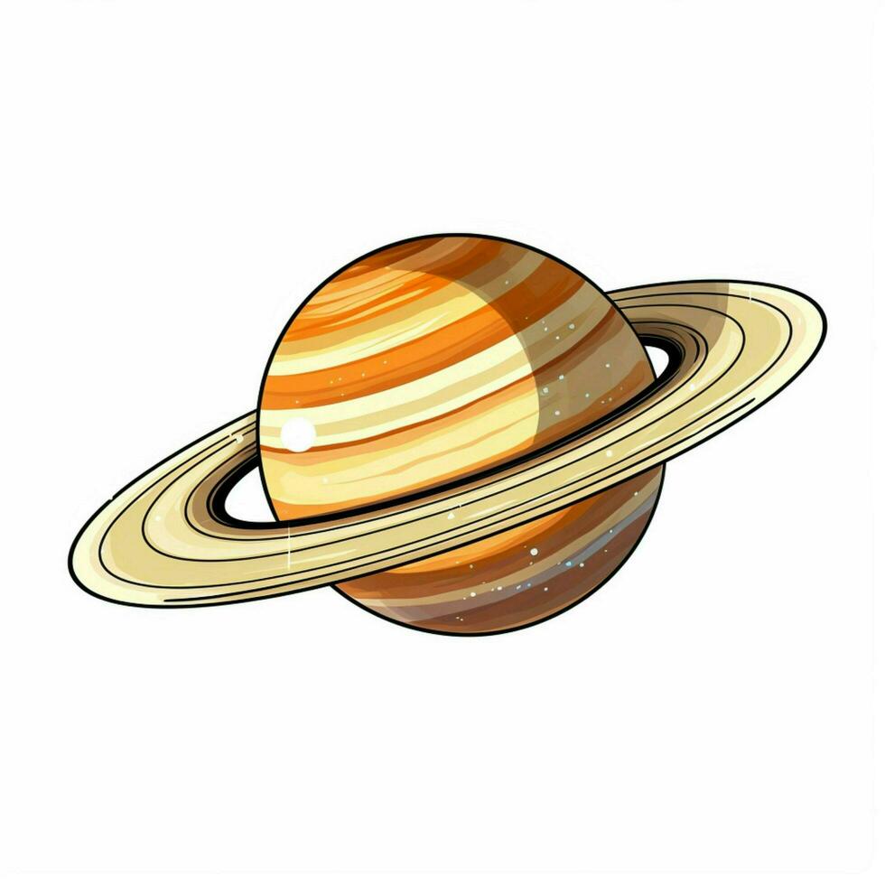 Saturno 2d desenho animado vetor ilustração em branco fundo foto