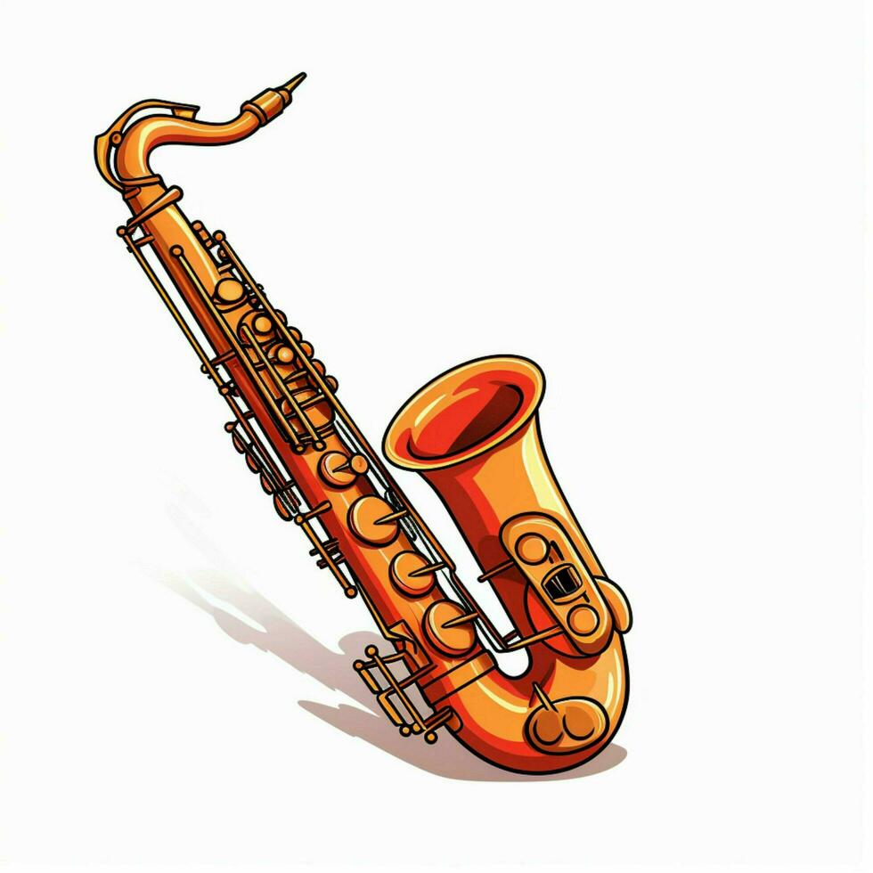 saxofone 2d desenho animado vetor ilustração em branco backgrou foto