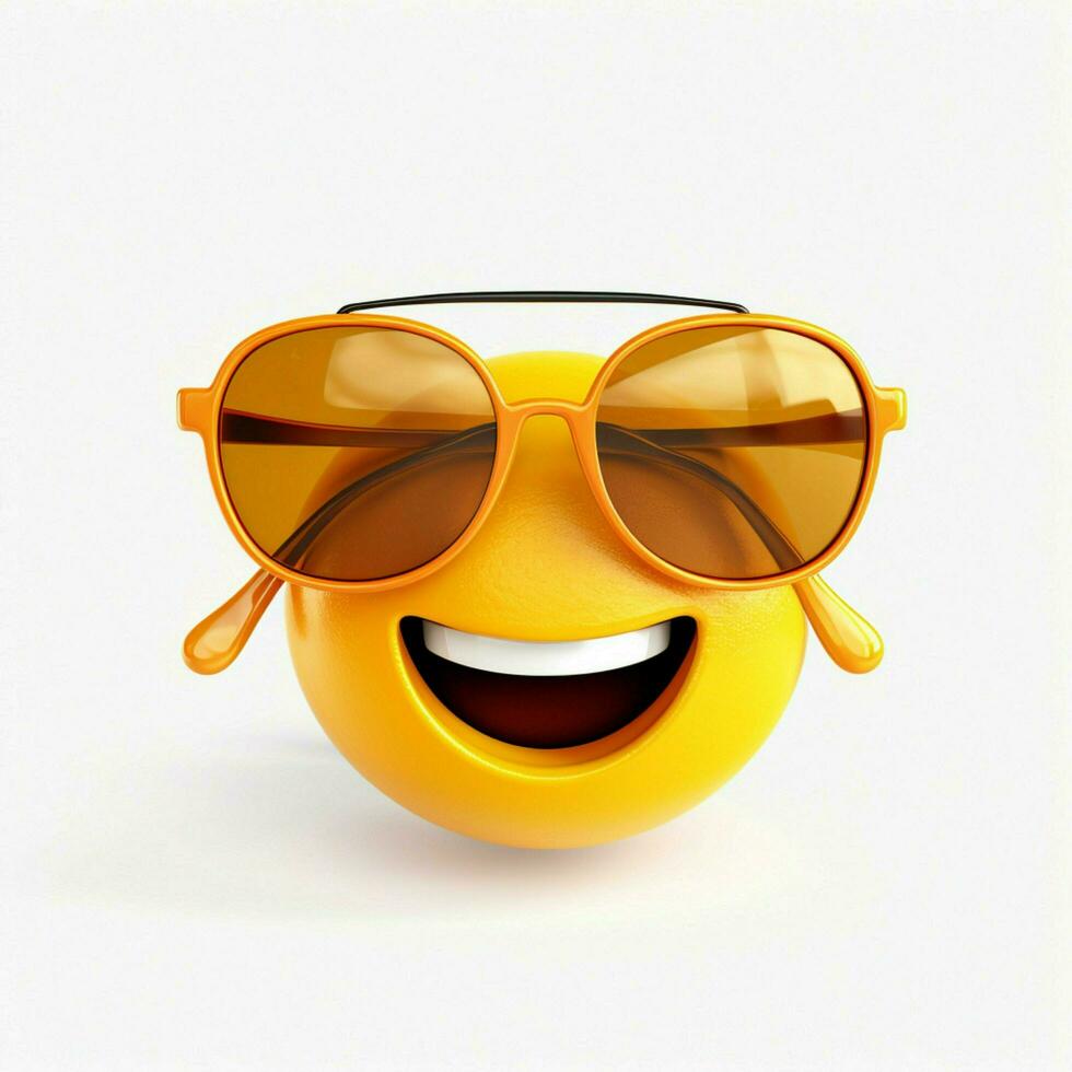 sorridente face com oculos de sol emoji em branco fundo hig foto