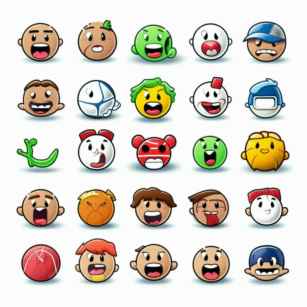 esporte emojis 2d desenho animado vetor ilustração em branco backg foto