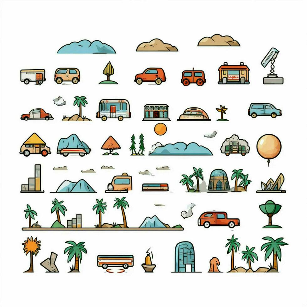 viagem e lugares emojis 2d desenho animado vetor ilustração em foto
