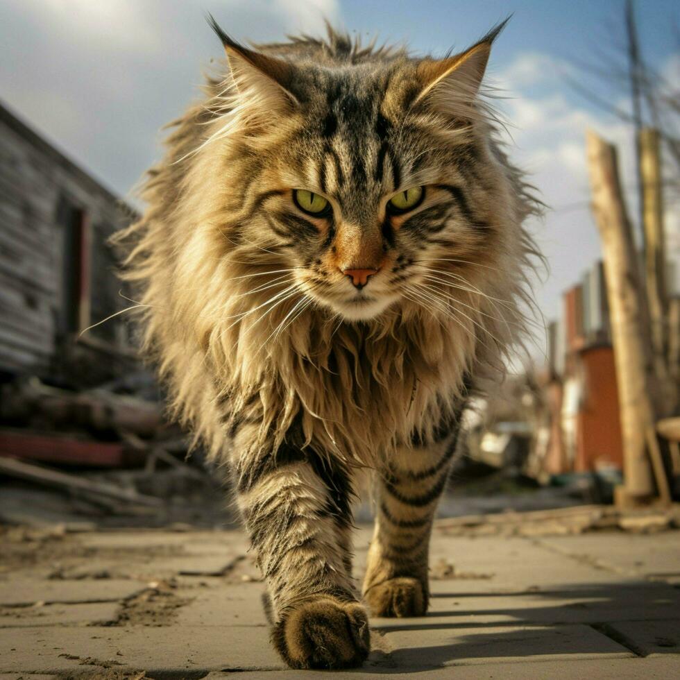 foto do gato cheio tiro Alto qualidade hdr 16k ultra hd selvagem