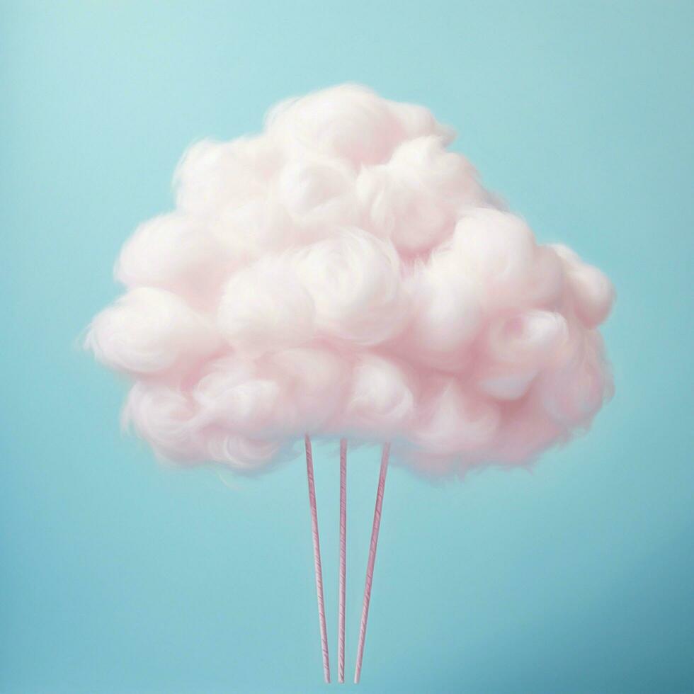 uma algodão doce azul fundo com fofo nuvens foto