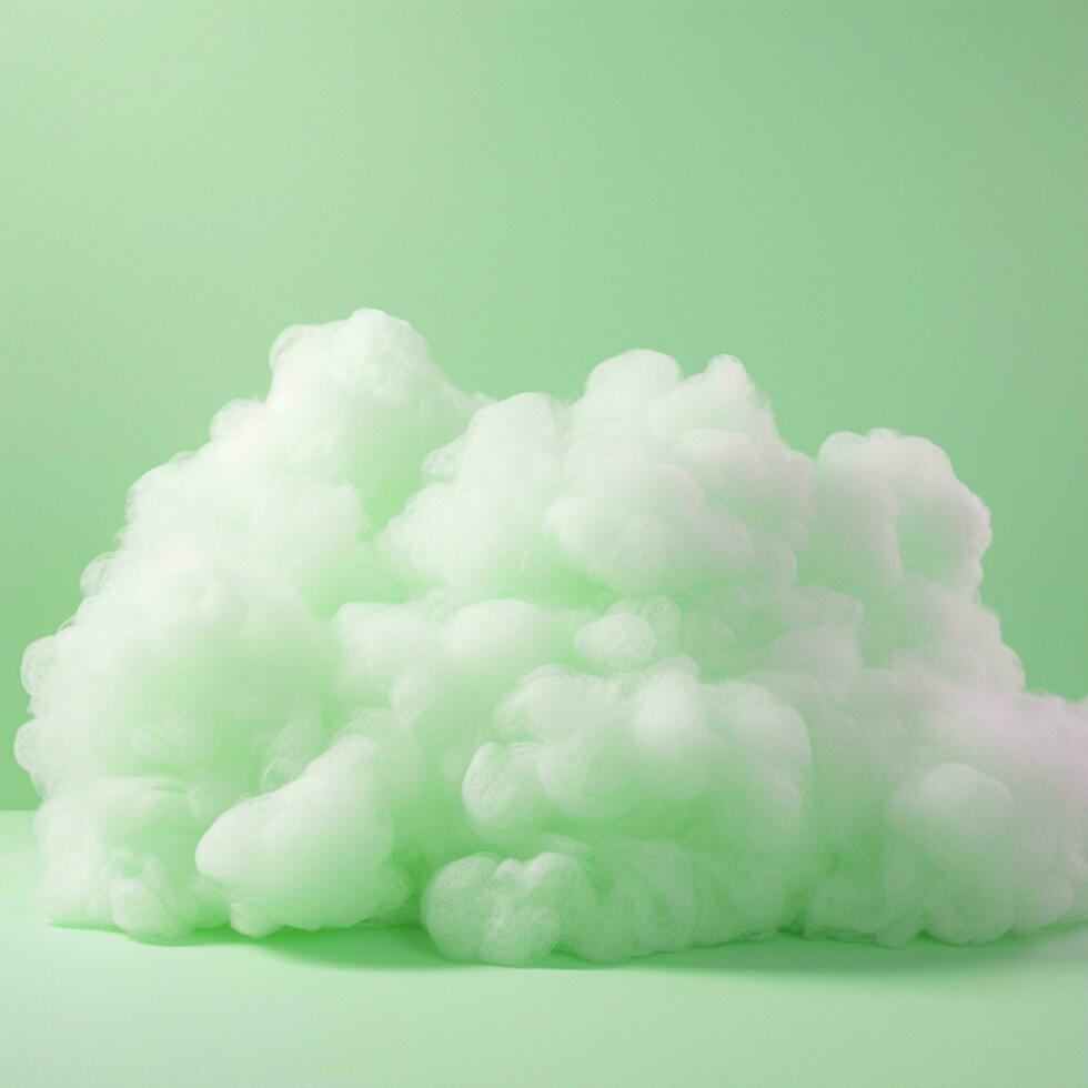 uma algodão doce verde fundo com fofo nuvens foto