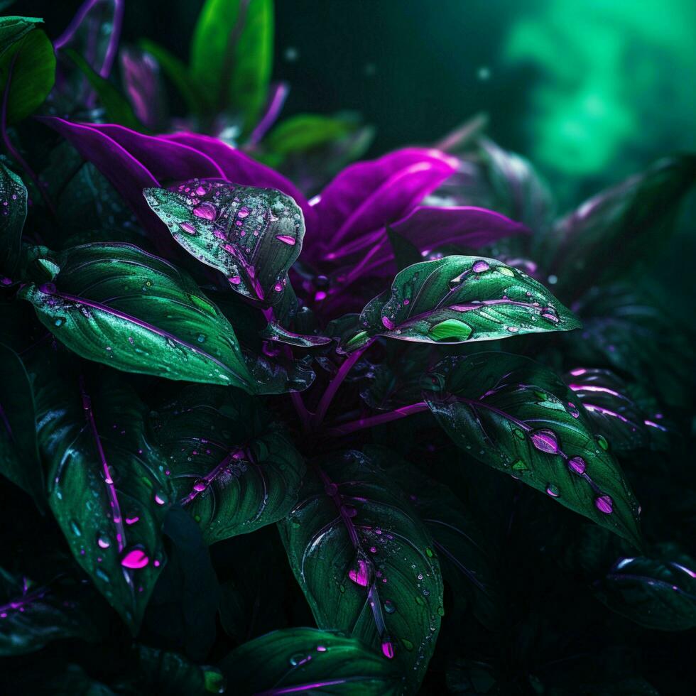 brilhante verde e Sombrio magenta Alto qualidade ultra hd 8k hdr foto