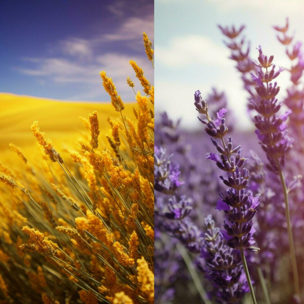 lavanda vs mostarda amarelo Alto qualidade foto