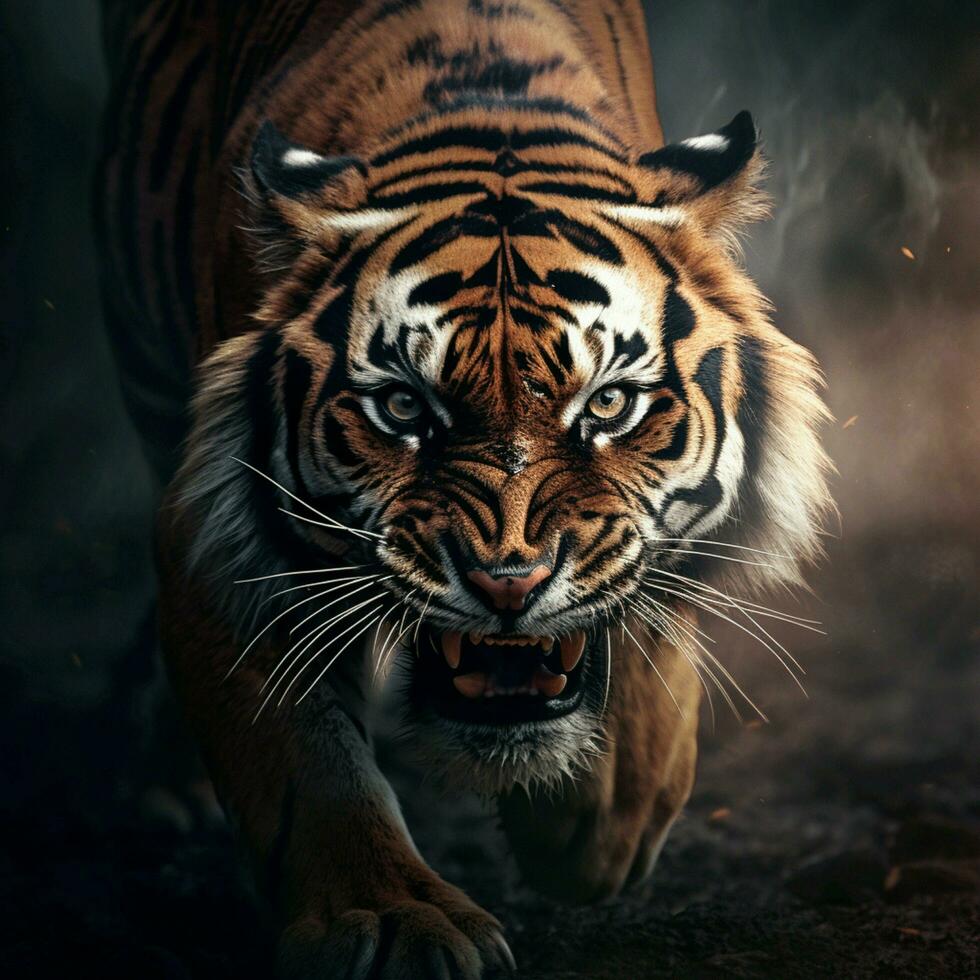 tigre estético realista cinematográfico cru épico macro foto