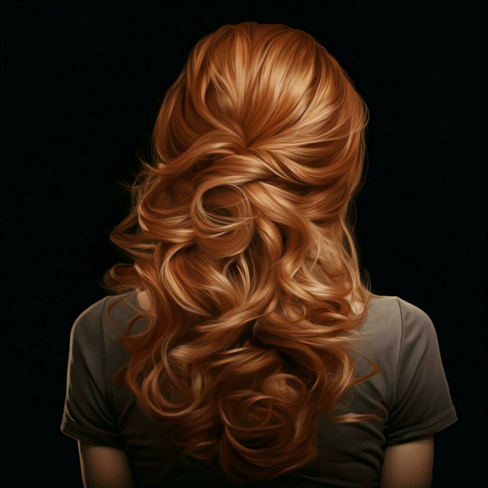 mulher cabelo estilo realista a partir de traseiro Veiw foto
