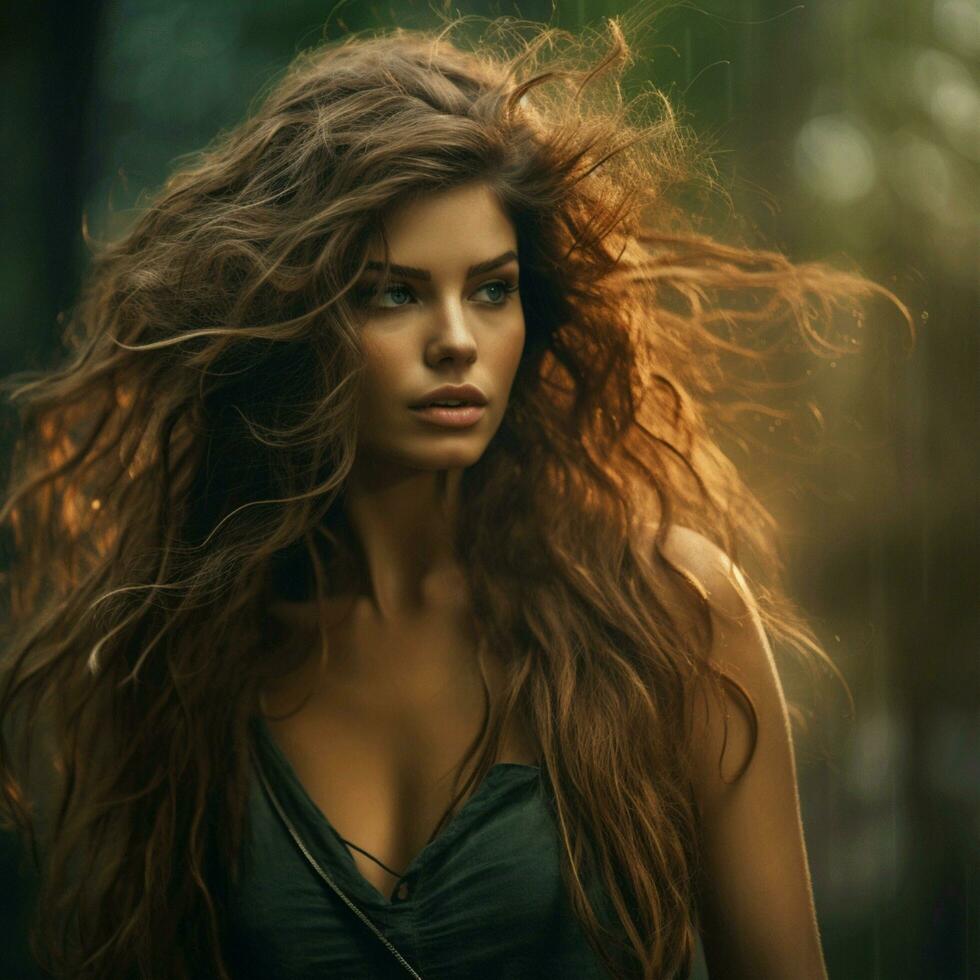 mulher cabelo estilo selvagem vida fotografia hdr 4k foto