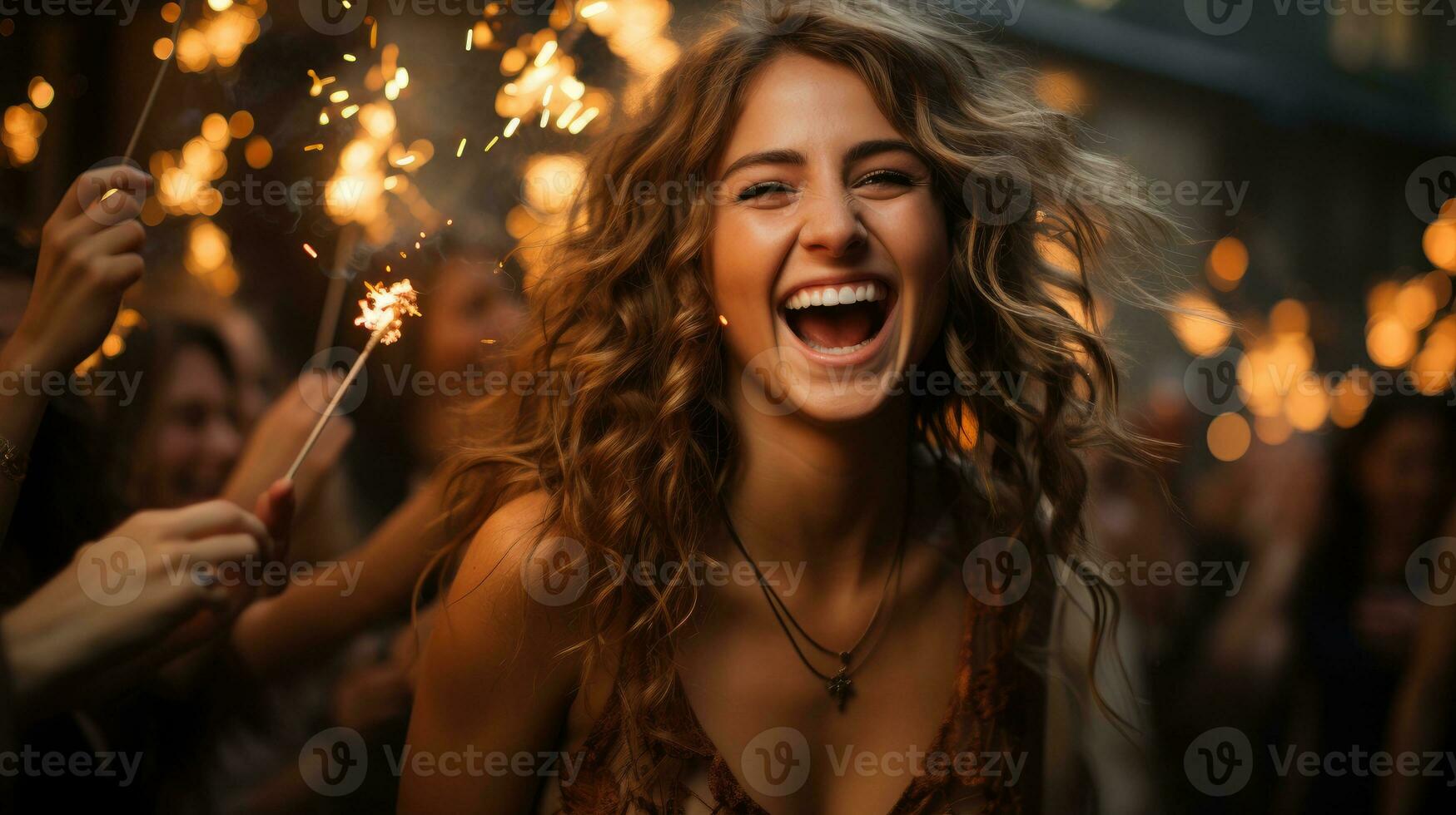 uma grupo do amigos tendo Diversão às uma Novo anos véspera Festa. generativo ai foto