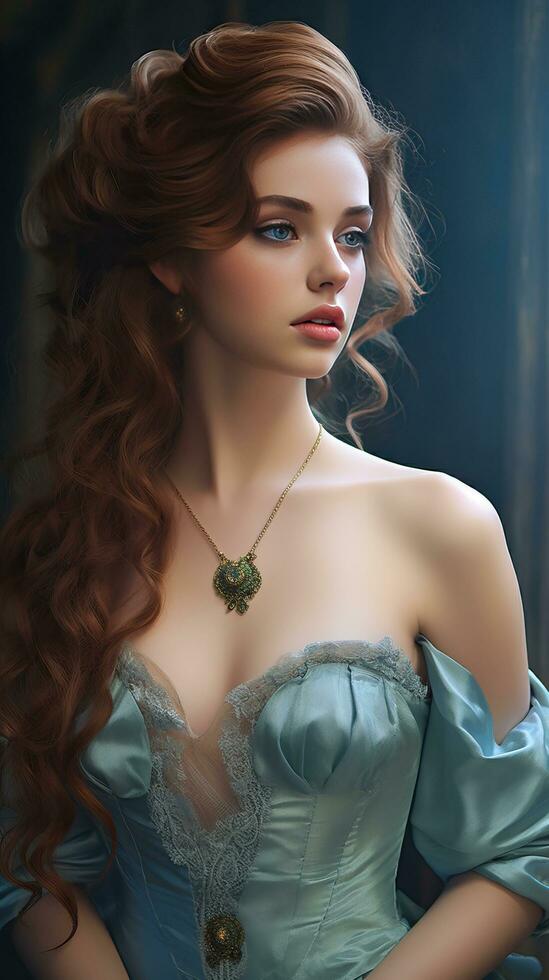 lindo Princesa com medieval vestir. generativo ai foto