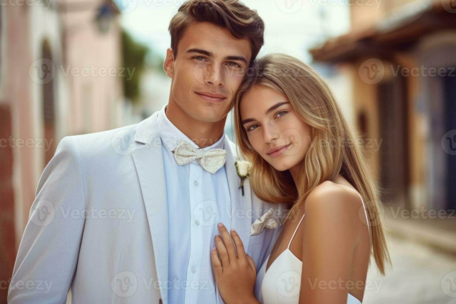 ai generativo foto retrato do uma casal em Casamento dia