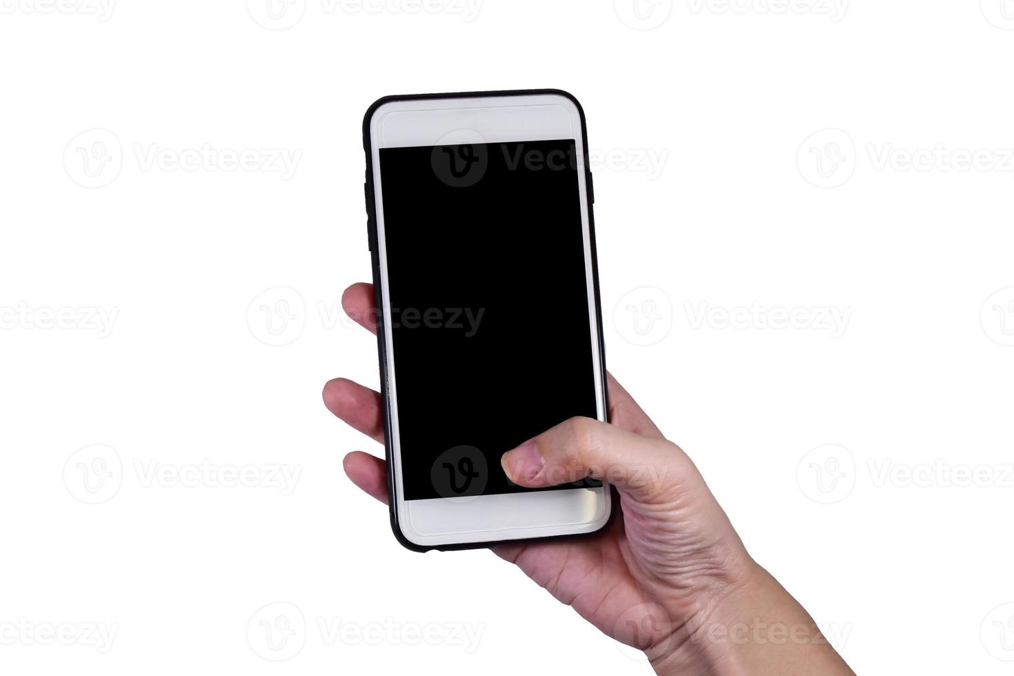 mão segure smartphone simulado foto