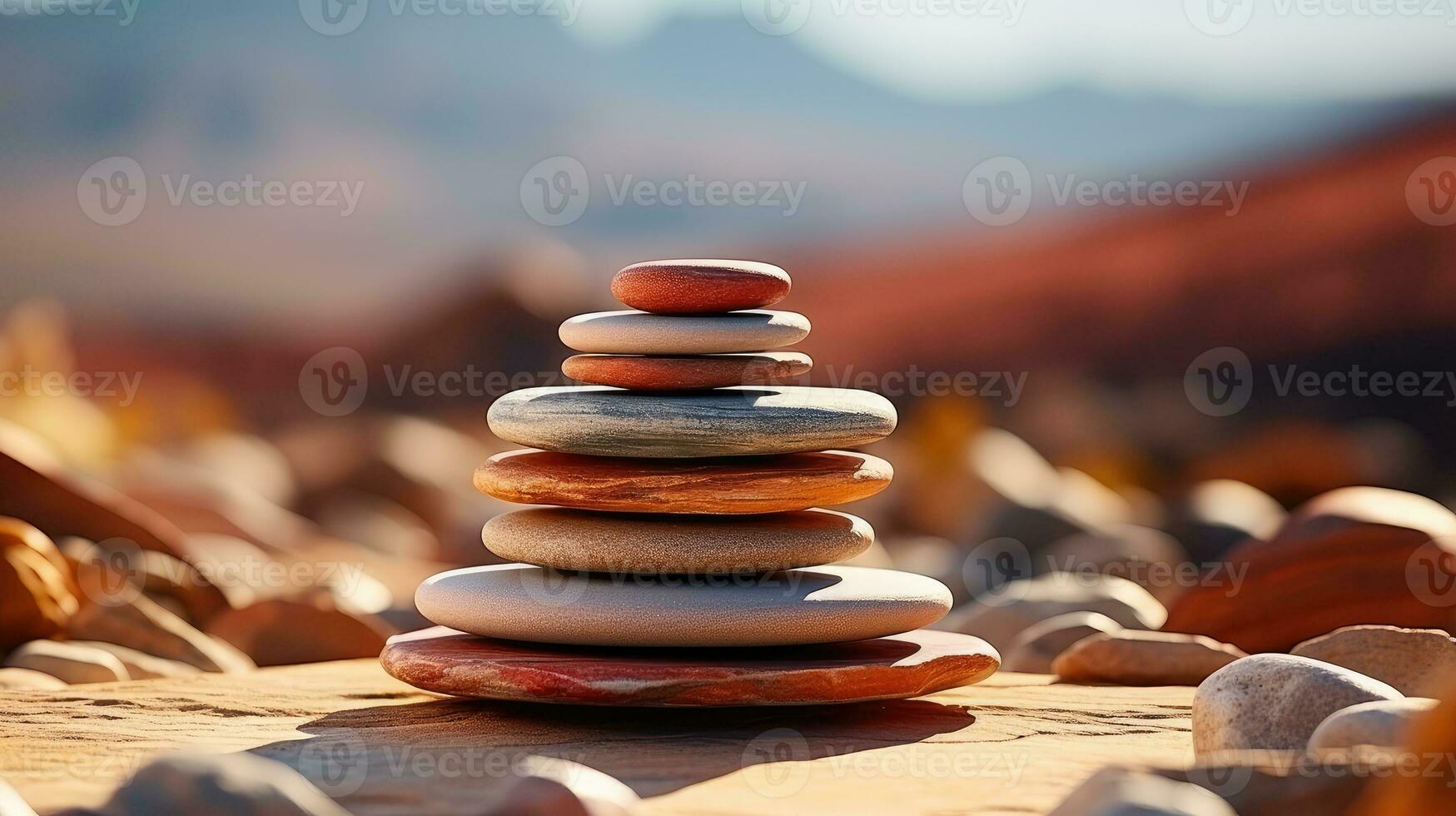 minimalista zen pedra fundo dentro deserto. ai gerado foto