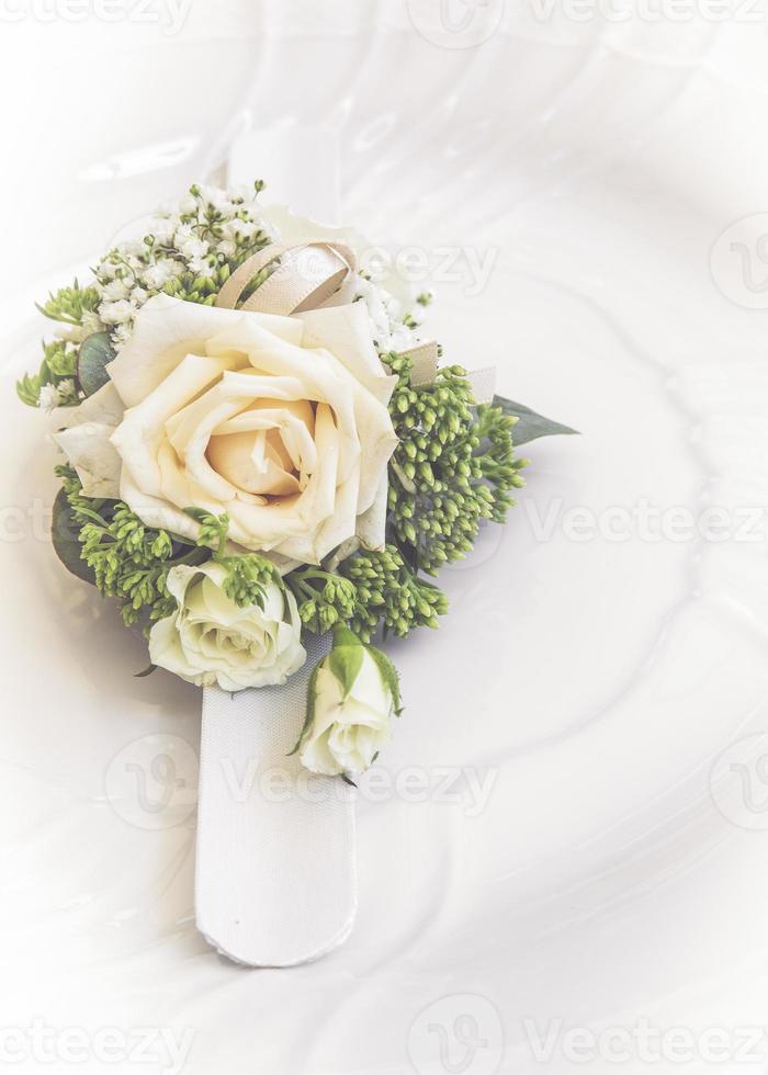 buquê de rosas e flores usado para um casamento foto