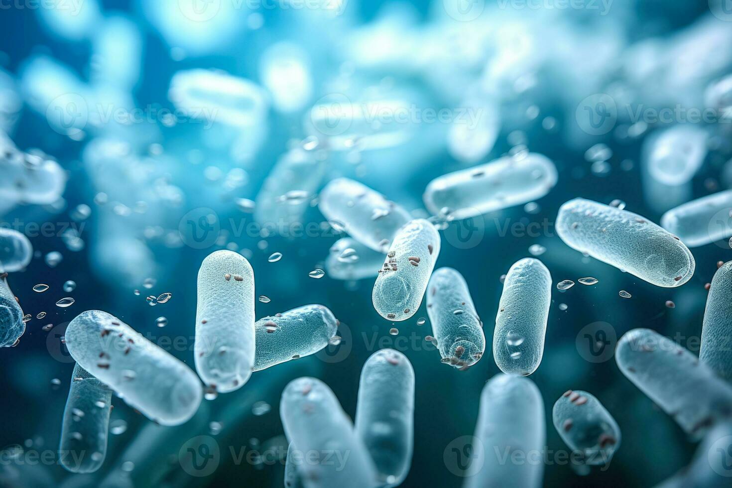 ultra fechar imagem do probiótico bactérias dentro humano intestino isolado em uma branco fundo foto