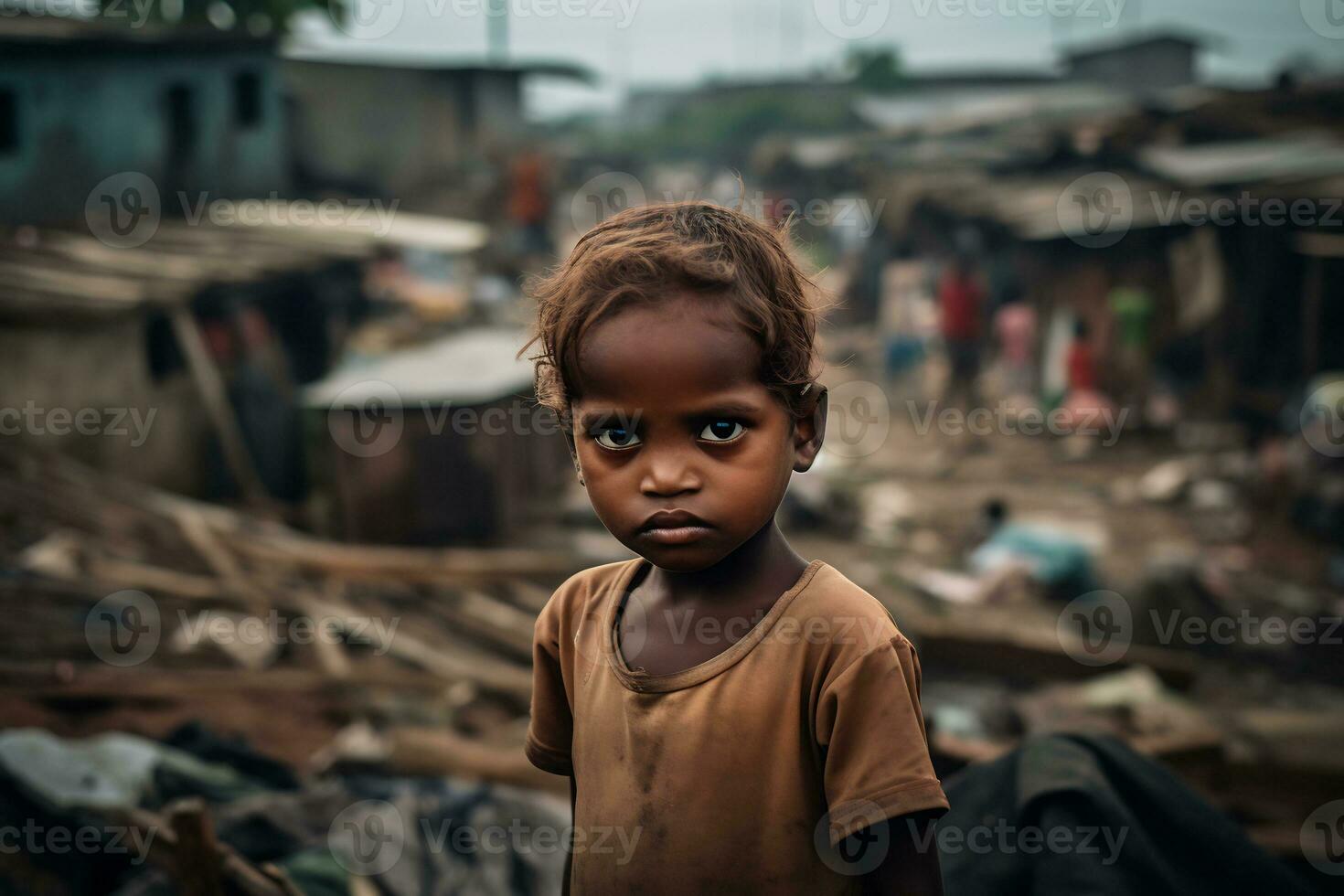 ai generativo imagens do uma criança representando social desigualdade dentro sociedade foto