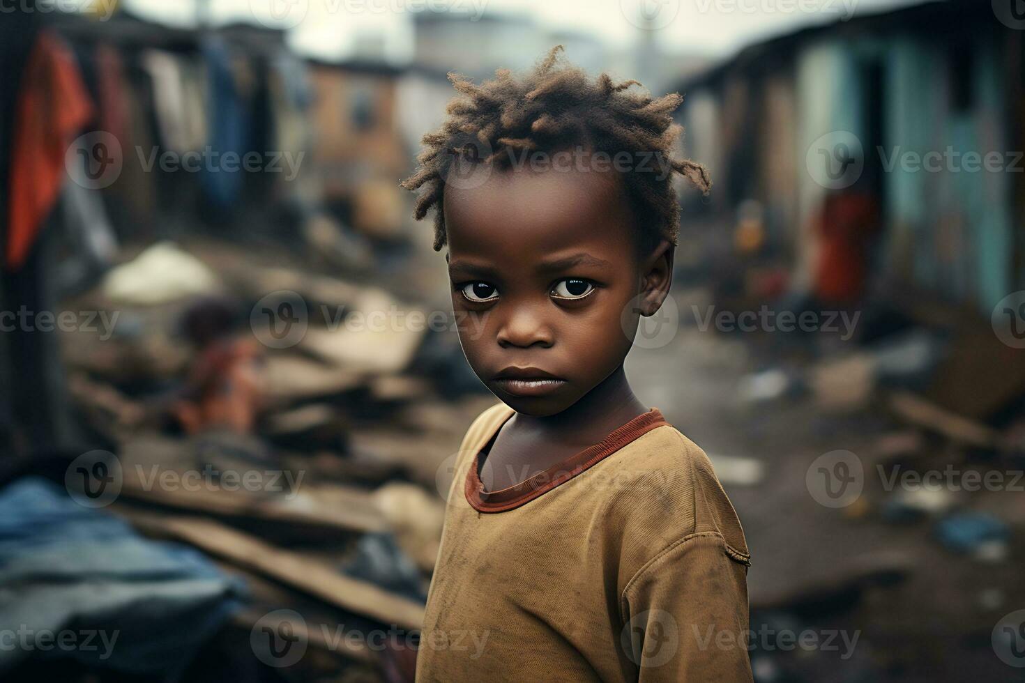 ai generativo imagens do uma criança representando social desigualdade dentro sociedade foto