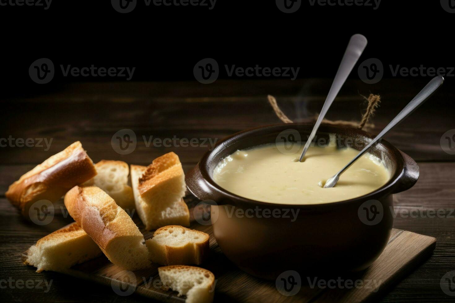 queijo fondue pão suíço. gerar ai foto