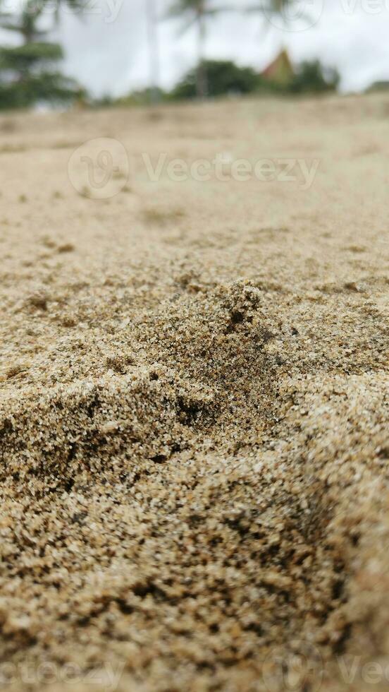 fotografia, textura do areia, de praia. pegadas dentro a areia, uma beira-mar recorrer, a ilha. você pode usar foto