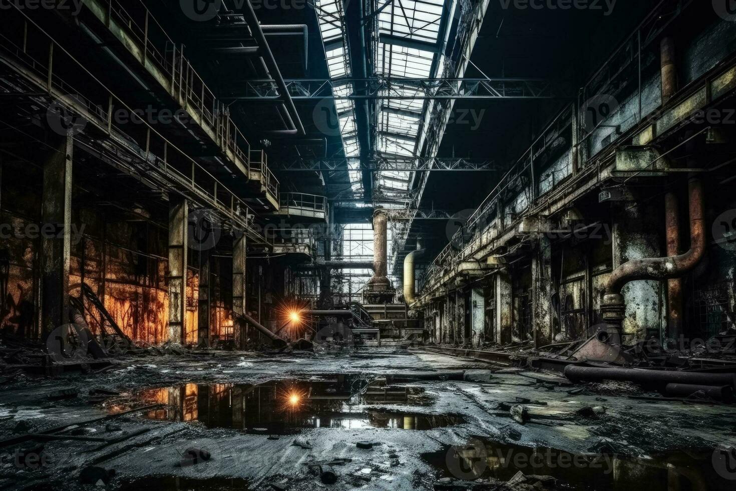 abandonado industrial fábrica deteriorando debaixo a implacável marcha do Tempo foto