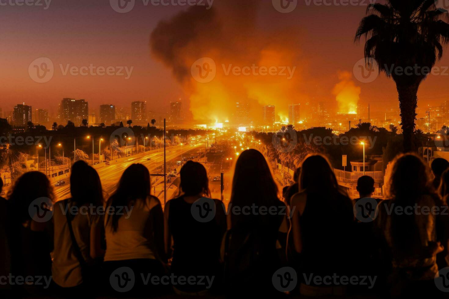 multidões reagindo para de repente foguete alertas dentro público espaços dentro Israel foto