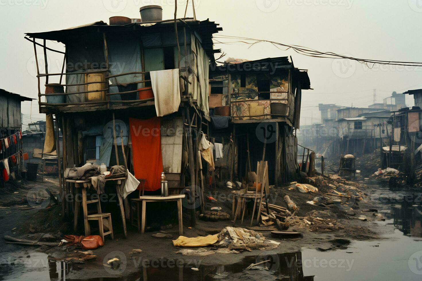 ai generativo fotos a partir de favela assentamentos representando econômico desigual