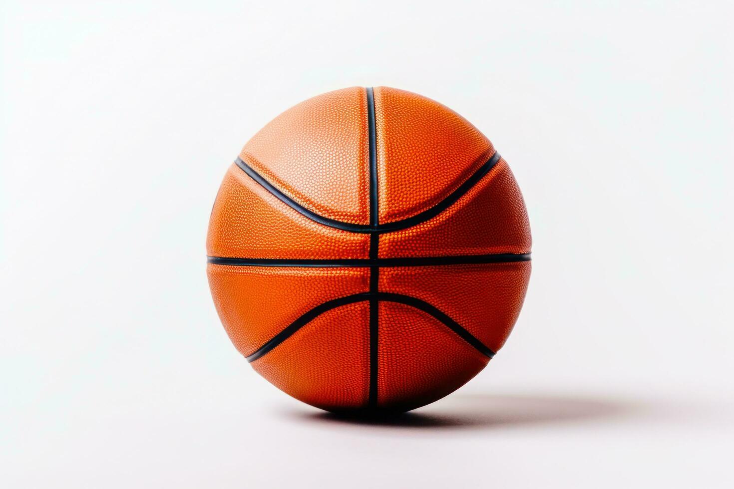 uma basquetebol bola é sentado em uma branco superfície ai gerado foto