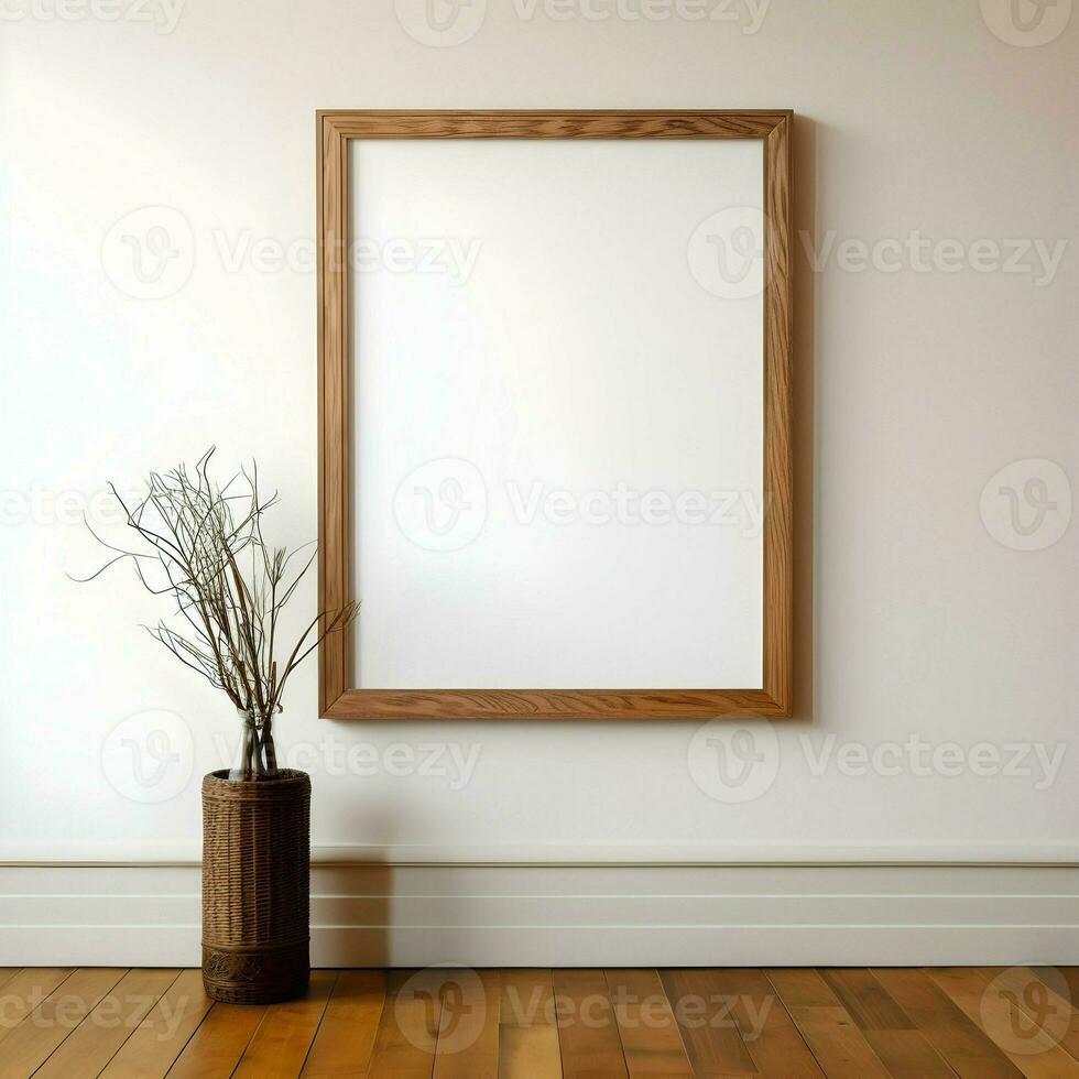 em branco cenário quadro, Armação em parquet chão. minimalismo. ai generativo foto