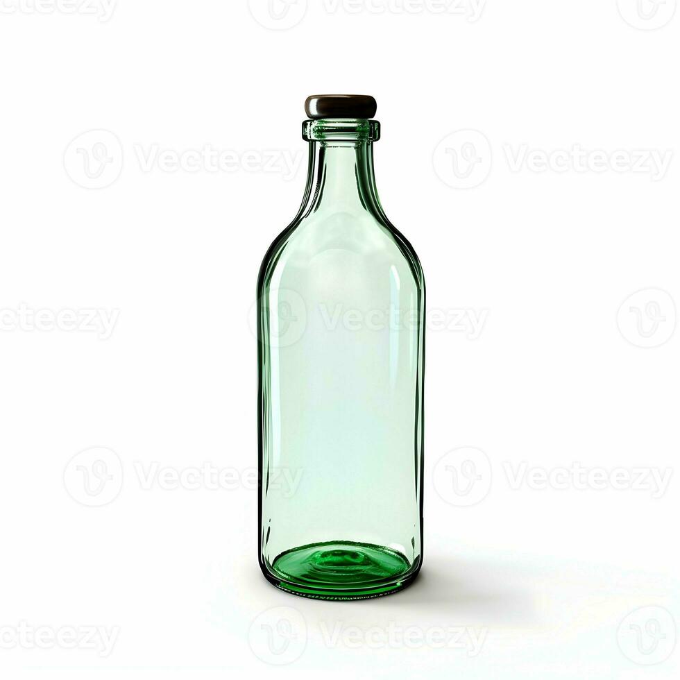 verde vidro garrafa em branco fundo 8k. Alto qualidade. ai generativo foto